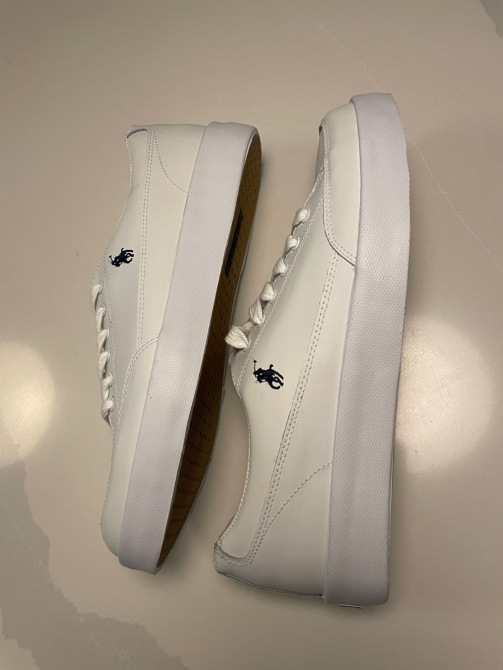 Men’s Polo by Ralph Lauren White Low-Top Sneakers leather 13D